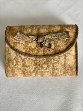 Authentic Christian Dior Oblique Trotter Wallet Trifold Canvas Leather vintage